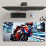 ARNA sports bike race on racing track inspired extended large mousepad and desk mat.
