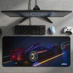ARNA F1 inspired formula car on racing track extended large mousepad and desk mat.