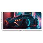 ARNA neon glowing red headlight and blue wheel car desk mat dimensions schema