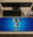 ARNA futuristic adorable cute AI companion robot character design extended large desk mat