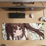 ARNA beautiful aesthetic portrait close up illustration of an anime girl character face extended large desk mat