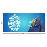 ARNA motivational quote extended large desk mat size chart and dimension breakdown layout
