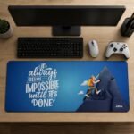 ARNA typography design featuring a powerful motivational quote extended large desk mat