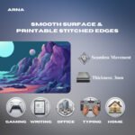 ARNA beautiful vaporwave scenery desk mat highlighting smooth thickness and seamless glide for minimalist workspaces.
