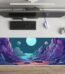 ARNA glowing neon vaporwave anime dreamscape showing distant mountains bounding a calm sea under a beautiful night sky with full moon extended large desk mat