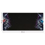 ARNA wolf with neon eyes extended large mousepad dimensions and desk size chart