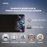 ARNA neon wolf gaming desk mat highlighting extra thick cushion support and seamless tracking movement anywhere